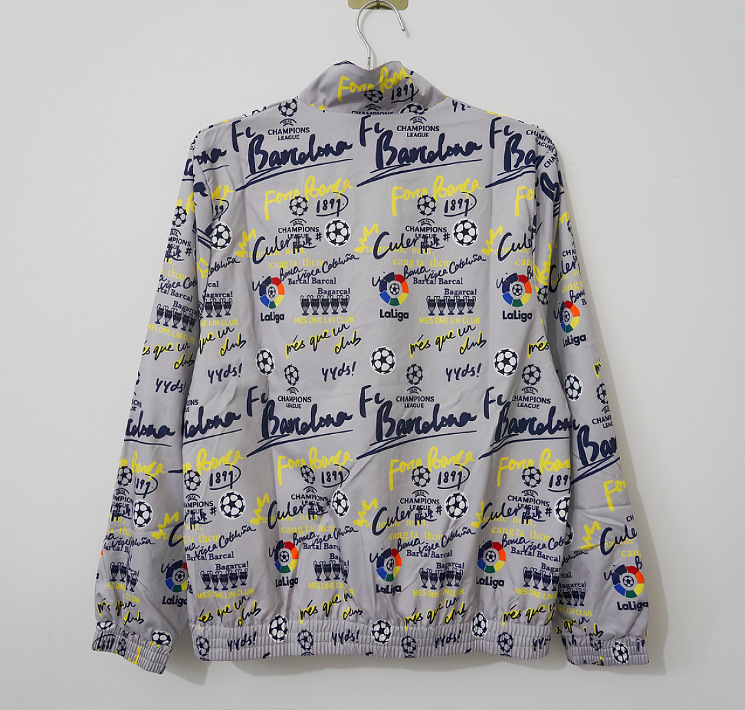 Barcelona 2026/27 Windbreaker Jacket grey and yellow