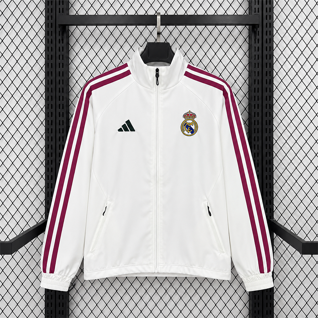 REAL MADRID 2026/27 WINDBREAKER JACKET - White/Burgundy