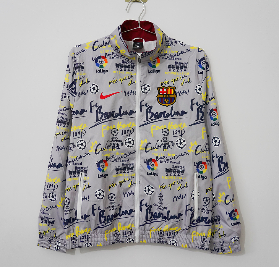 Barcelona 2026/27 Windbreaker Jacket grey and yellow