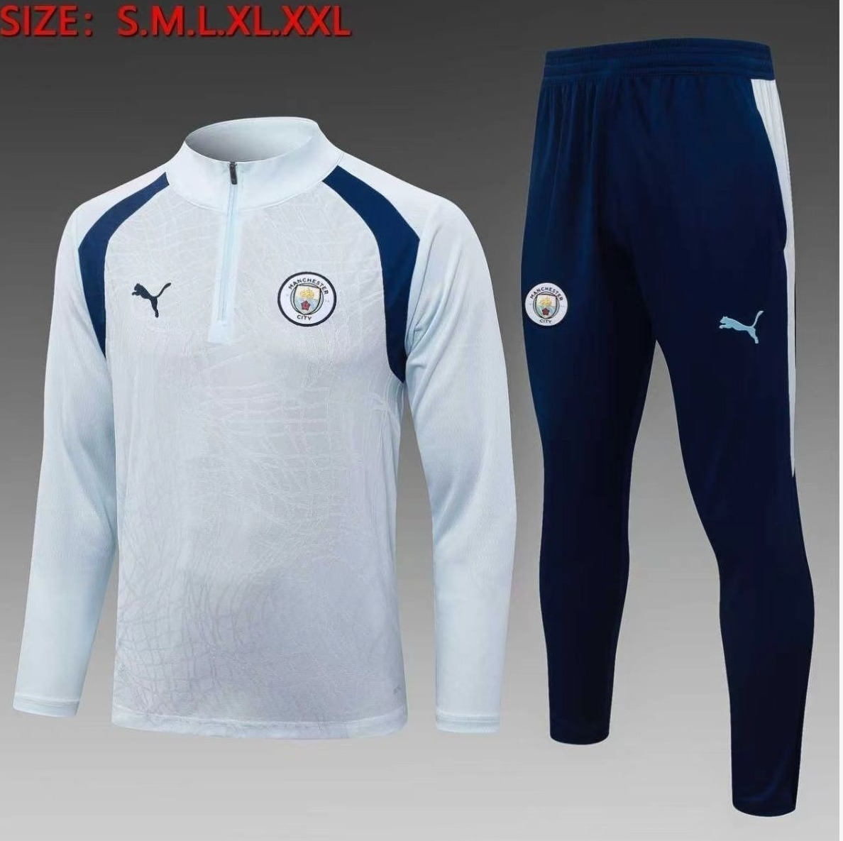 MANCHESTER CITY 2026/27 TRAINING TRACKSUIT - White/Navy - front