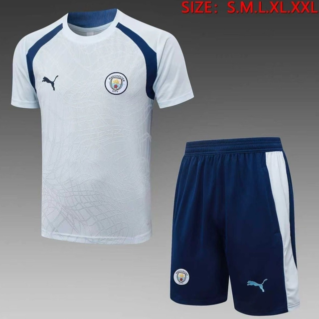 MANCHESTER CITY 2026/27 TRAINING KIT SHIRT + SHORT - White/Navy - front