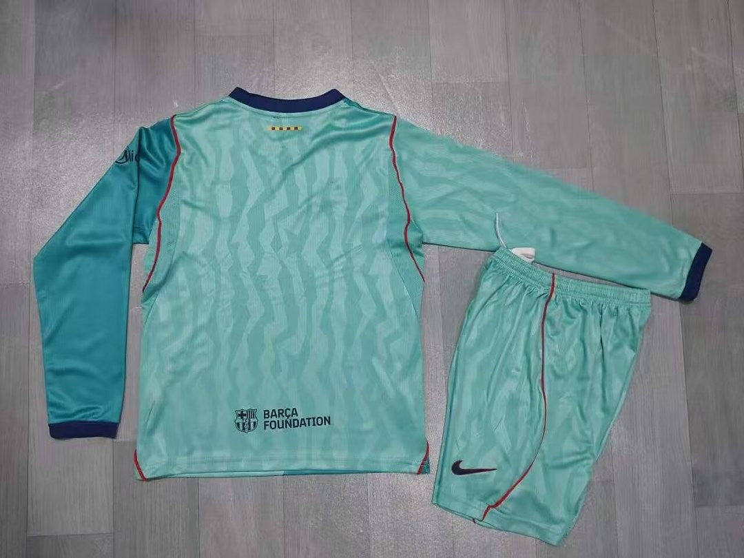 BARCELONA 2026/27 THIRD KIT KIDS - Green, Long Sleeve