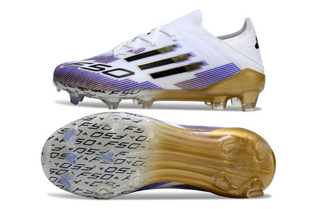 Adidas F50 Enfant FG - Blanc/Violet/Or