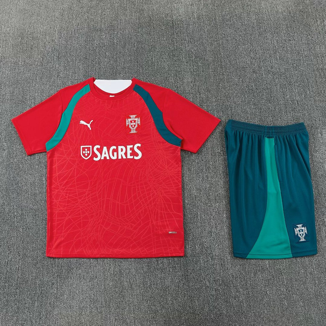 PORTUGAL 2026/27 KIDS TRAINING KIT SHIRT + SHORT - Red