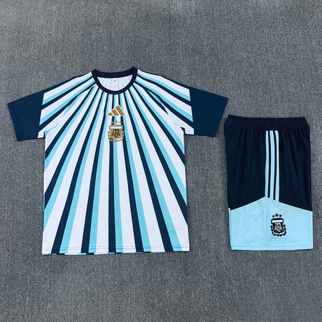 ARGENTINE 2026/27 ENSEMBLE D'ENTRAÎNEMENT ENFANT MAILLOT + SHORT - Blanc/Noir Rayures