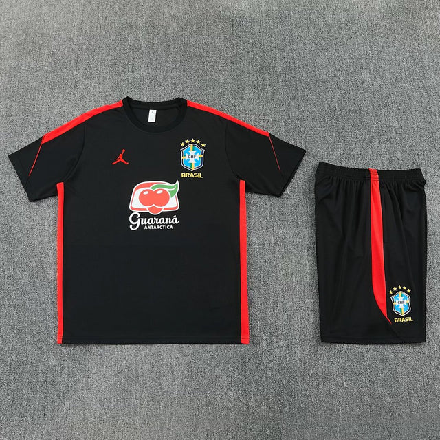 BRAZIL 2026/27 KIDS TRAINING KIT SHIRT + SHORT - Black/Red
