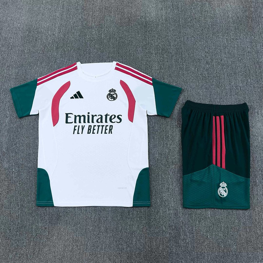 REAL MADRID 2026/27 KIDS TRAINING KIT SHIRT + SHORT - White/Green