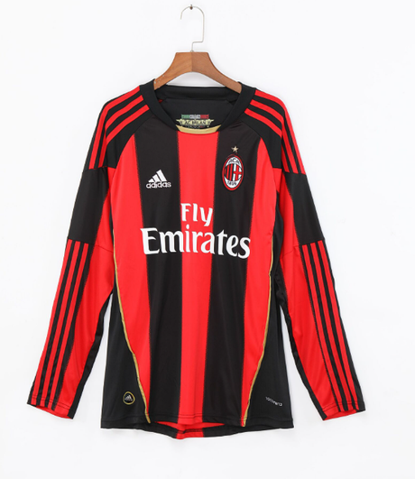 AC MILAN 2010/11 MAILLOT RÉTRO DOMICILE MANCHES LONGUES