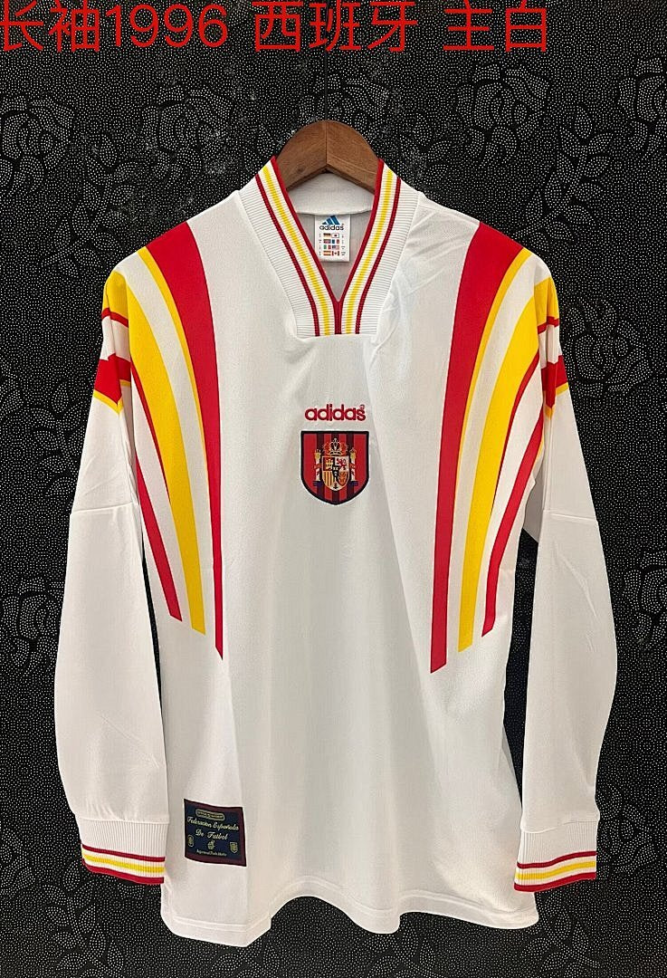 SPAIN AWAY LONG SLEEVE RETRO JERSEY - White