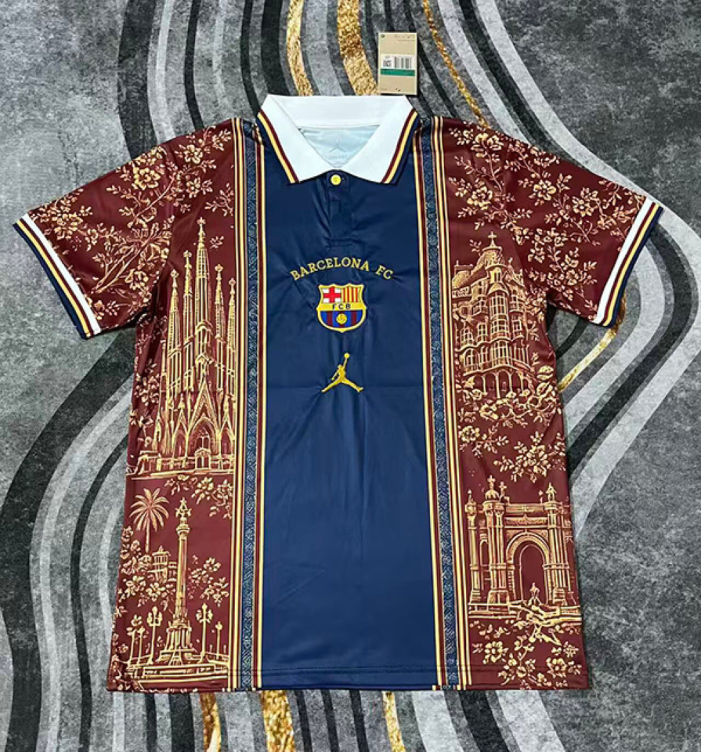 BARCELONA 2026/27 SPECIAL EDITION POLO - Navy, Red Pattern
