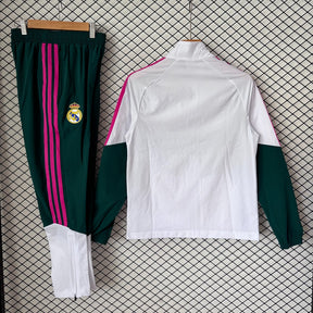 Real Madrid 2026/27 Windbreaker Tracksuit - White/Green/Pink