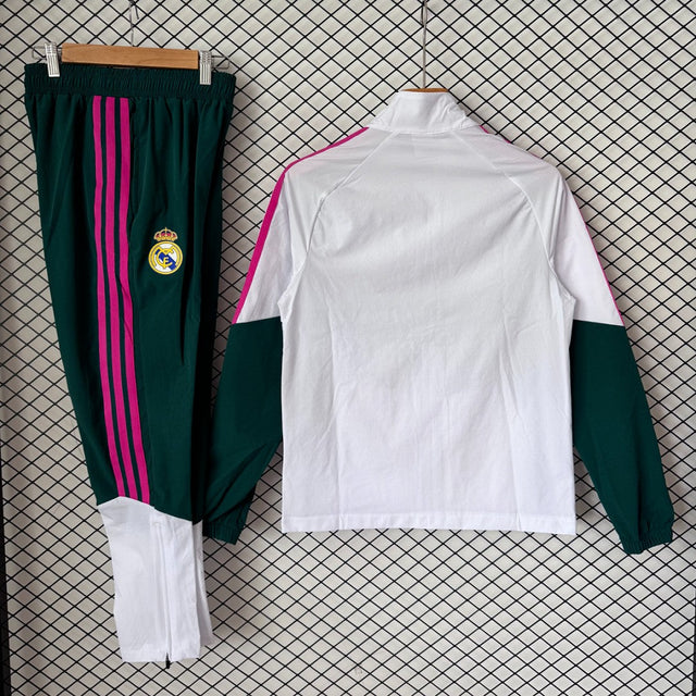 Real Madrid 2026/27 Windbreaker Tracksuit - White/Green/Pink