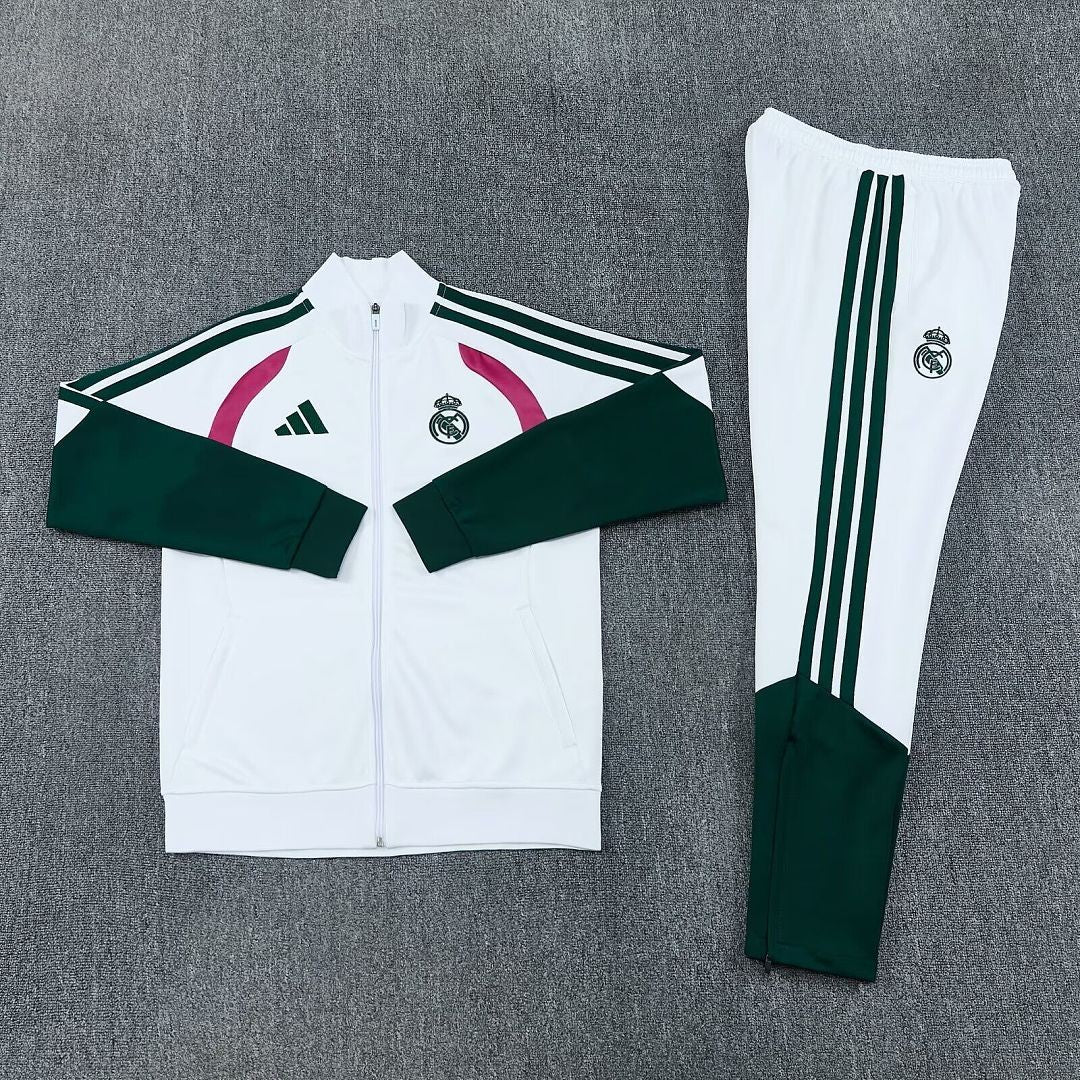 Real Madrid 2026/27 Tracksuit - White/Green/Pink