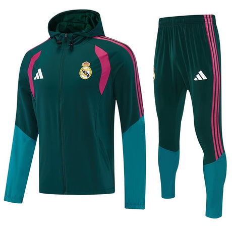 Real Madrid 2026/27 Agasalho corta-vento - Verde/Rosa, Com boné, Modelo 2