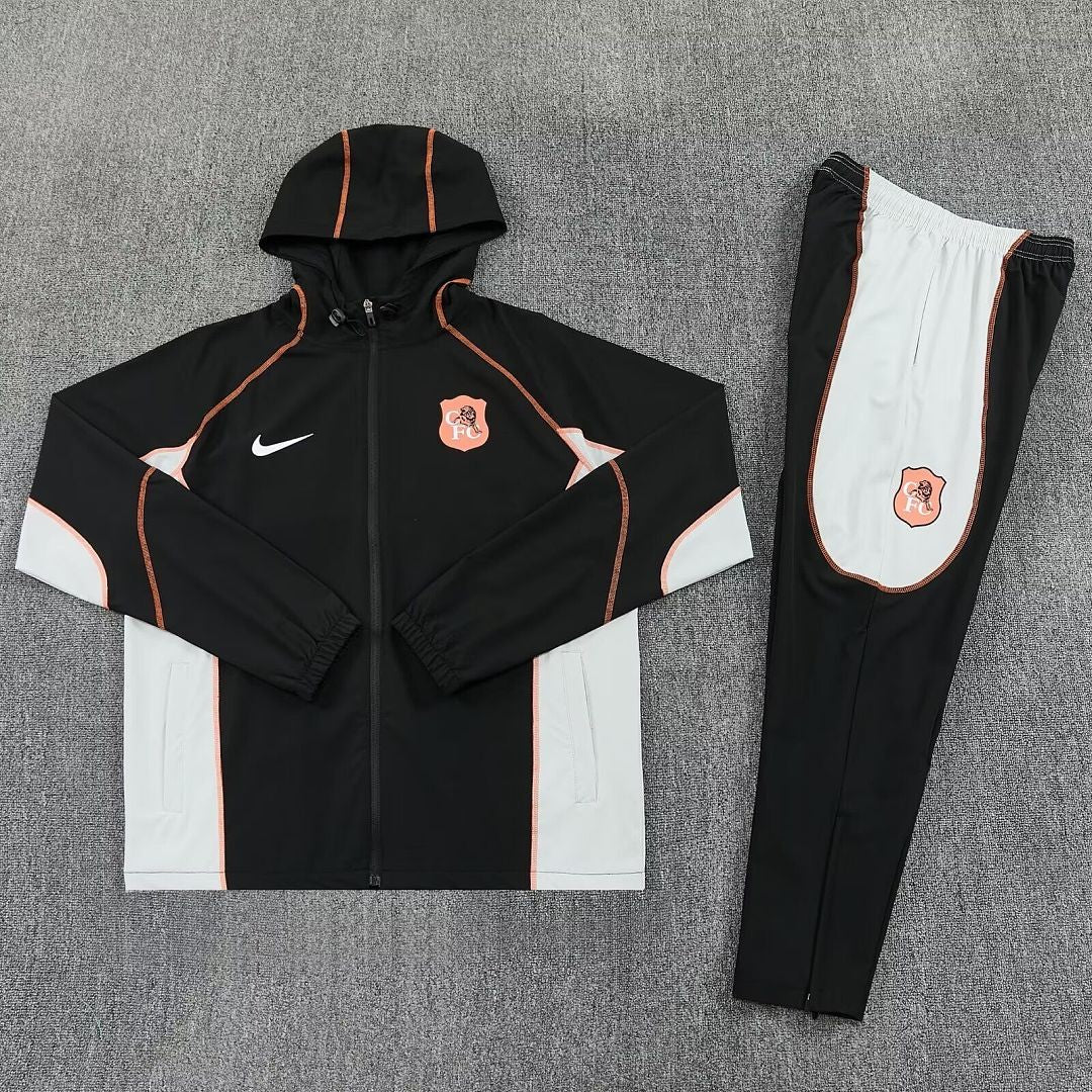 Chelsea 2026/27 Windbreaker Tracksuit - Black/Grey, With Cap