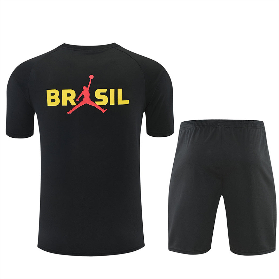BRAZIL 2026/27 TRAINING KIT SHIRT + SHORT - Black/Orange - back