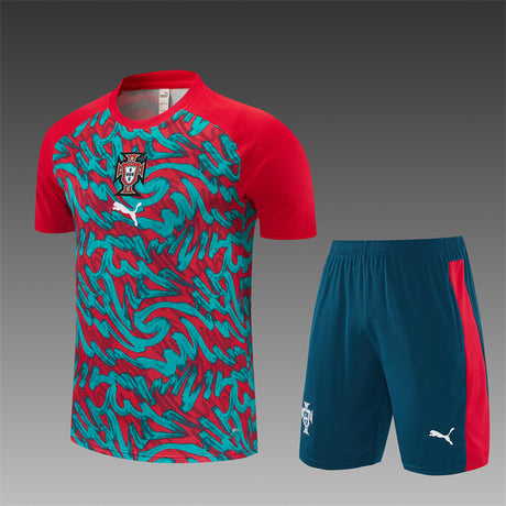 PORTUGAL 2026/27 TRÄNINGSSET TRÖJA + SHORTS - Röd/Grön Kamouflage