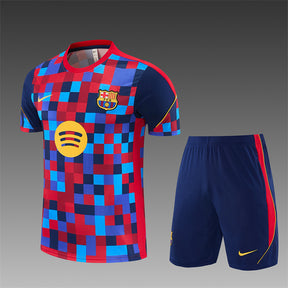 BARCELONA 2026/27 TRAINING KIT SHIRT + SHORT - Red/Blue Camo - front