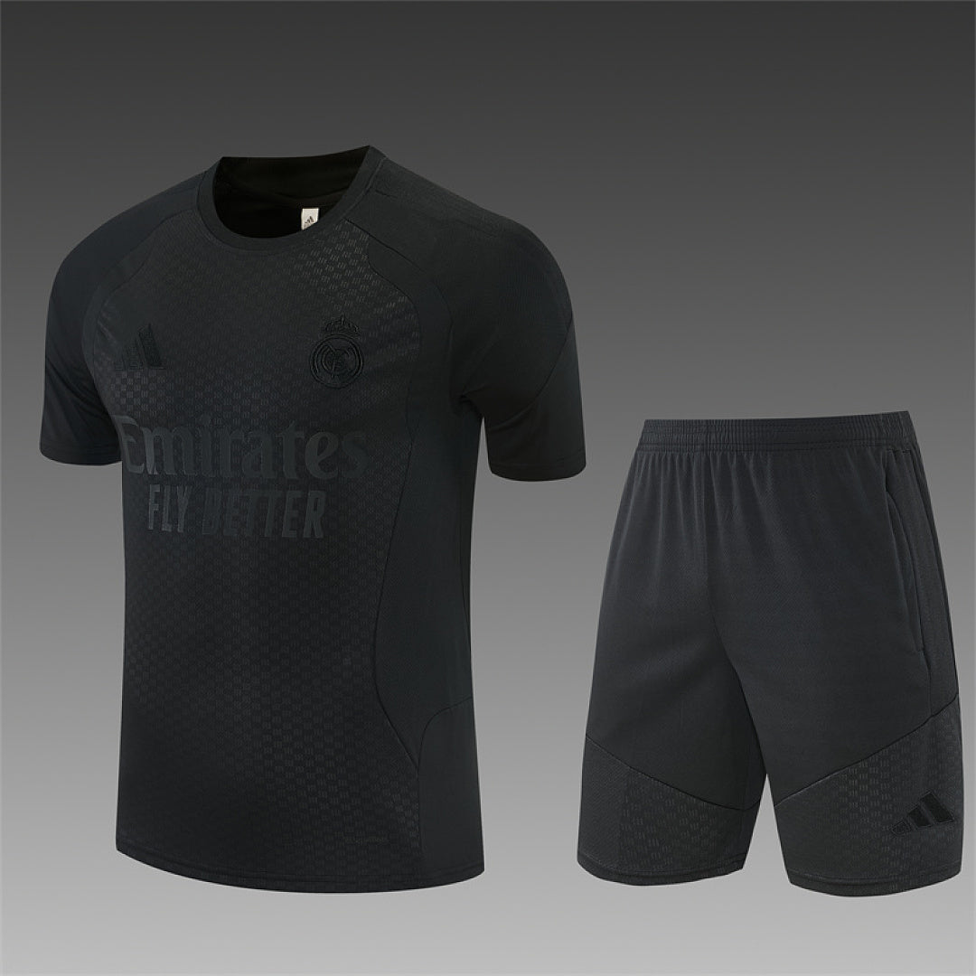 REAL MADRID 2026/27 TRAINING KIT SHIRT + SHORT - All Black - front