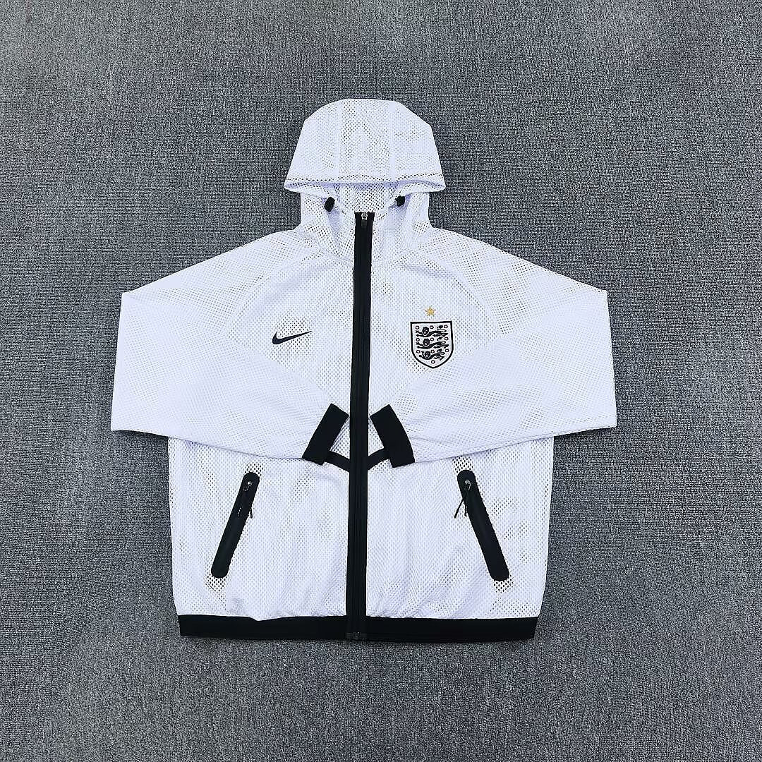 ENGLAND 2026 HOODED WINDBREAKER JACKET - White
