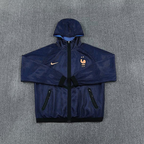 FRANCE 2026 CHAQUETA CORTAVIENTOS CON CAPUCHA - Azul Marino