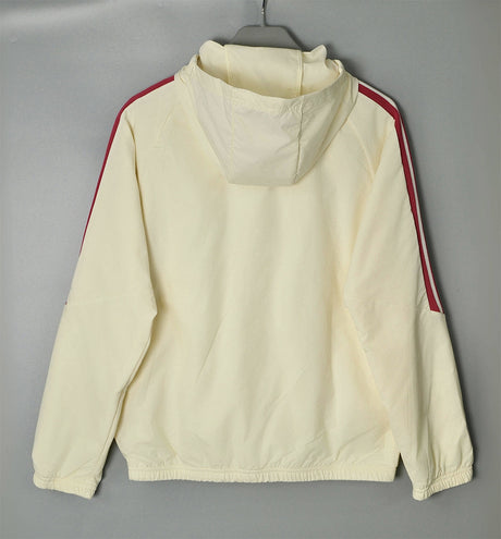 REAL MADRID 2026/27 HOODED WINDBREAKER JACKET - Beige/Burgundy Stripes