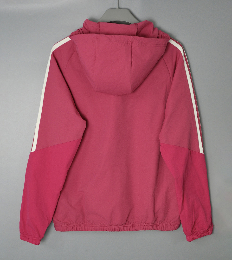 REAL MADRID 2026/27 HOODED WINDBREAKER JACKET - Rose Pink/White Stripes - back