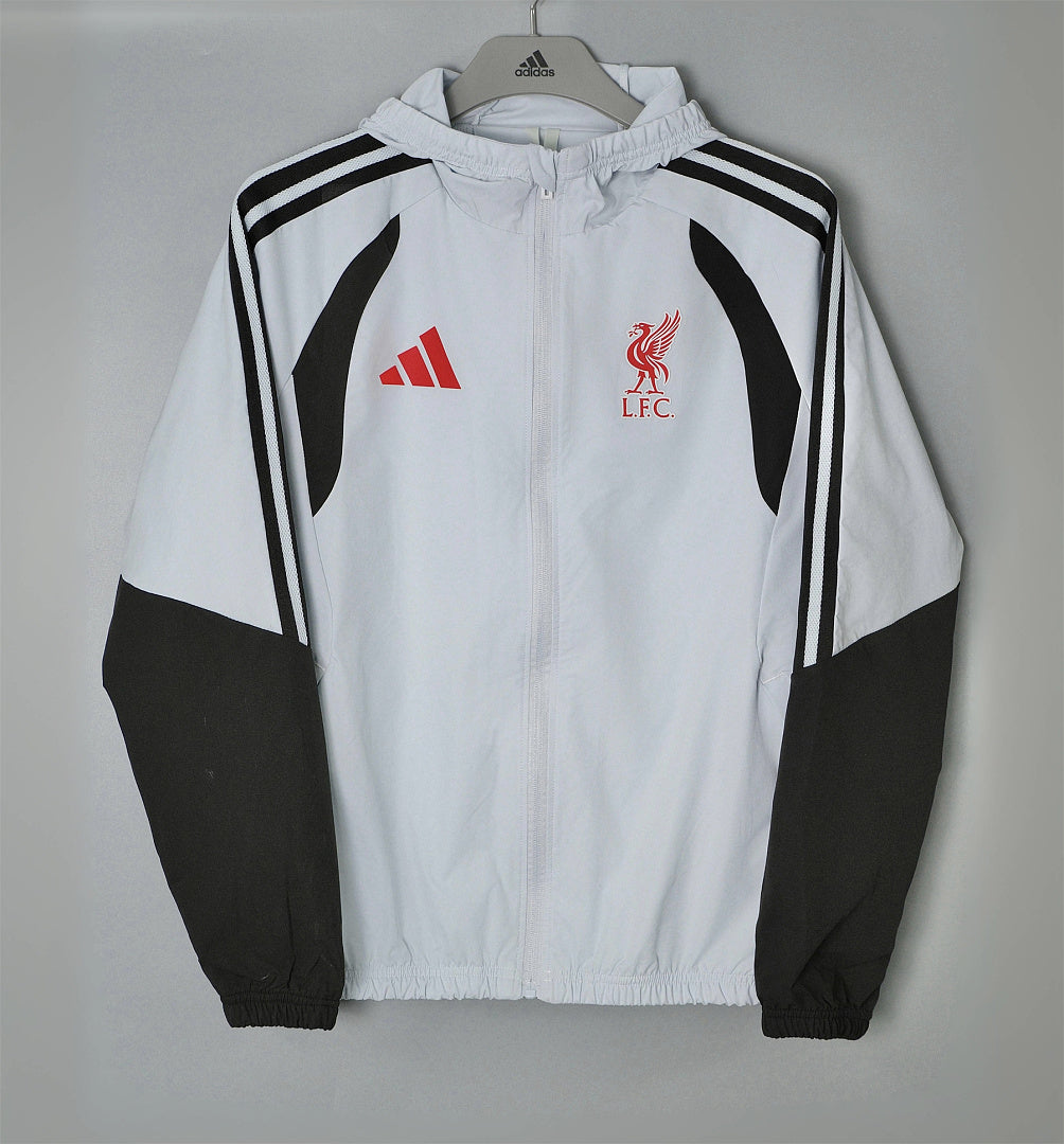LIVERPOOL 2026/27 HOODED WINDBREAKER JACKET - Light Grey/Black Stripes - front