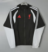LIVERPOOL 2026/27 HOODED WINDBREAKER JACKET - Black/White Stripes - front