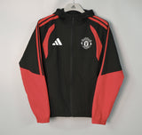 MANCHESTER UNITED 2026/27 HOODED WINDBREAKER JACKET - Black/Red Stripes - front