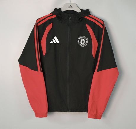 MANCHESTER UNITED 2026/27 HOODED WINDBREAKER JACKET - Black/Red Stripes