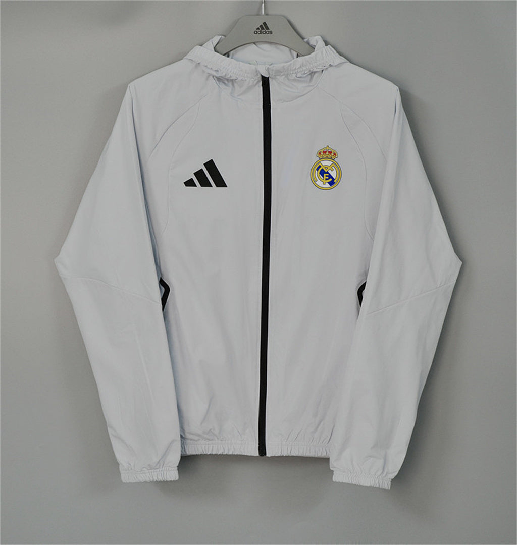 REAL MADRID 2026/27 HOODED WINDBREAKER JACKET - Light Grey - front