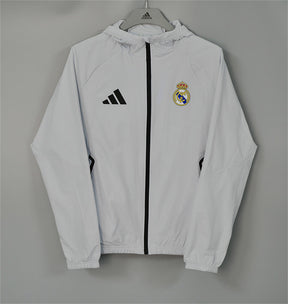 REAL MADRID 2026/27 HOODED WINDBREAKER JACKET - Light Grey - front