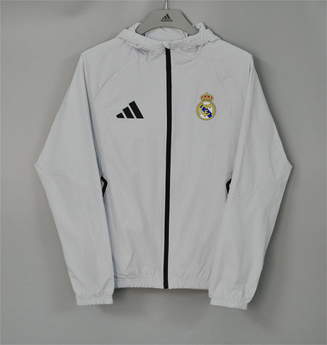 REAL MADRID 2026/27 HOODED WINDBREAKER JACKET - Light Grey