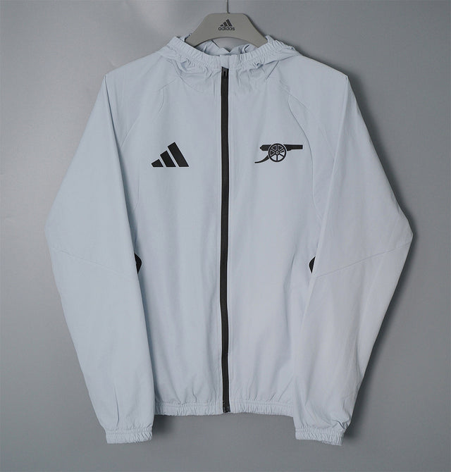 ARSENAL 2026/27 HOODED WINDBREAKER JACKET - Light Grey - front