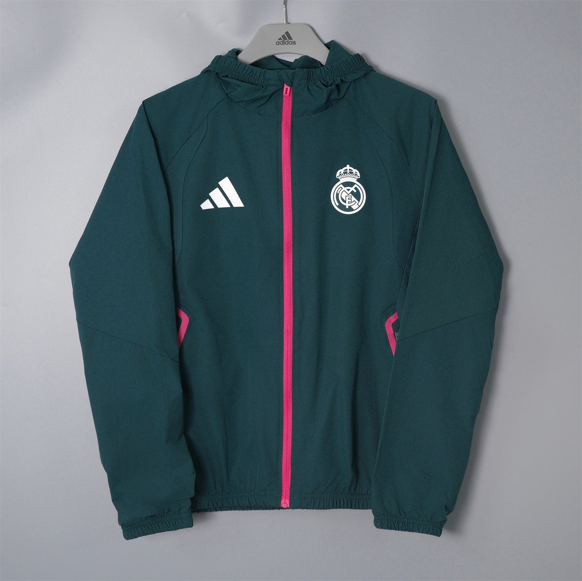 REAL MADRID 2026/27 HOODED WINDBREAKER JACKET - Dark Green - front