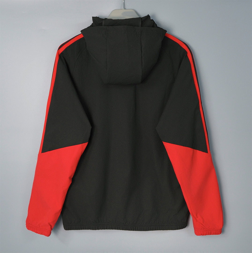 ARSENAL 2026/27 HOODED WINDBREAKER JACKET - Black/Red Stripes - back