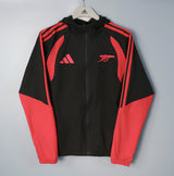 ARSENAL 2026/27 HOODED WINDBREAKER JACKET - Black/Red Stripes - front