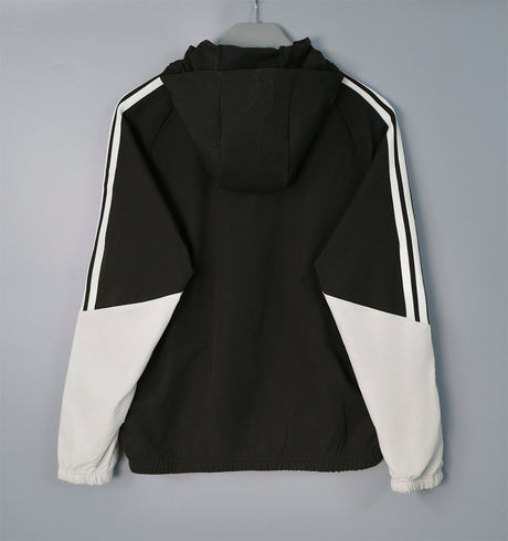 REAL MADRID 2026/27 HOODED WINDBREAKER JACKET - Black/White Stripes