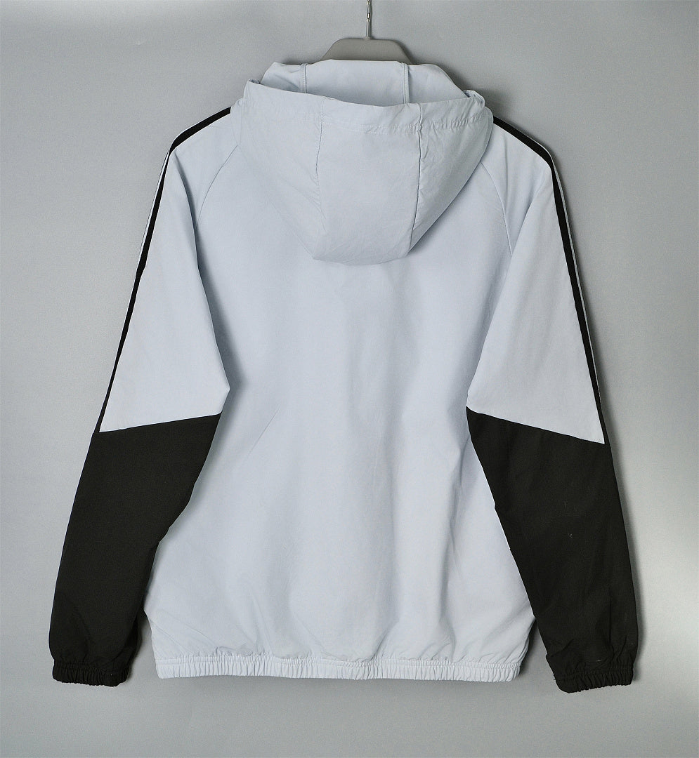 REAL MADRID 2026/27 HOODED WINDBREAKER JACKET - Light Grey/Black Stripes - back
