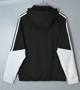 ADIDAS 2026/27 HOODED WINDBREAKER JACKET - Black/Light Grey Stripes - back