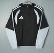 ADIDAS 2026/27 HOODED WINDBREAKER JACKET - Black/Light Grey Stripes - front