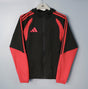 ADIDAS 2026/27 HOODED WINDBREAKER JACKET - Black/Red Stripes - front