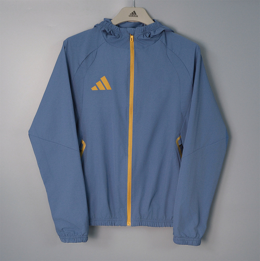 ADIDAS 2026/27 HOODED WINDBREAKER JACKET - Blue Grey - front