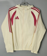 ADIDAS 2026/27 HOODED WINDBREAKER JACKET - Beige/Burgundy Stripes - front