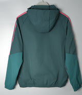 ADIDAS 2026/27 HOODED WINDBREAKER JACKET - Dark Green/Pink Stripes - back