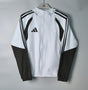 ADIDAS 2026/27 HOODED WINDBREAKER JACKET - Light Grey/Black Stripes - front