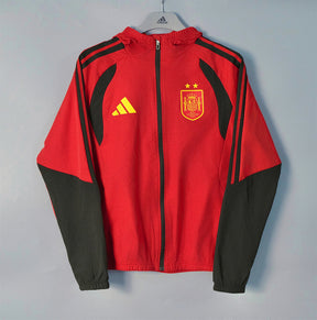 SPAIN 2026/27 HOODED WINDBREAKER JACKET - Red/Black Stripes - front
