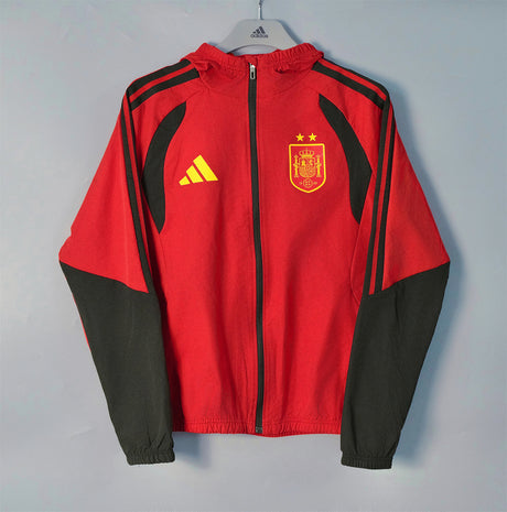 SPAIN 2026/27 HOODED WINDBREAKER JACKET - Red/Black Stripes