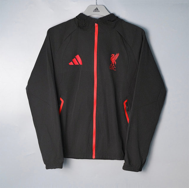 LIVERPOOL 2026/27 HOODED WINDBREAKER JACKET - Black/Red - front